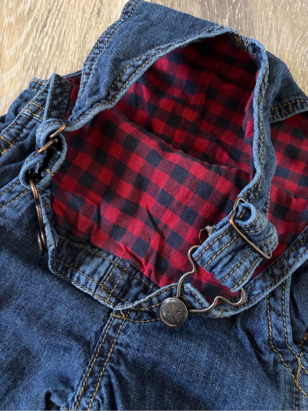 OshKosh B'gosh Baby Buffalo Check Denim Overalls - Picture 5 of 8